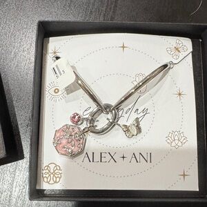 Alex and Ani Silver Charm Bracelet with Pink Accents